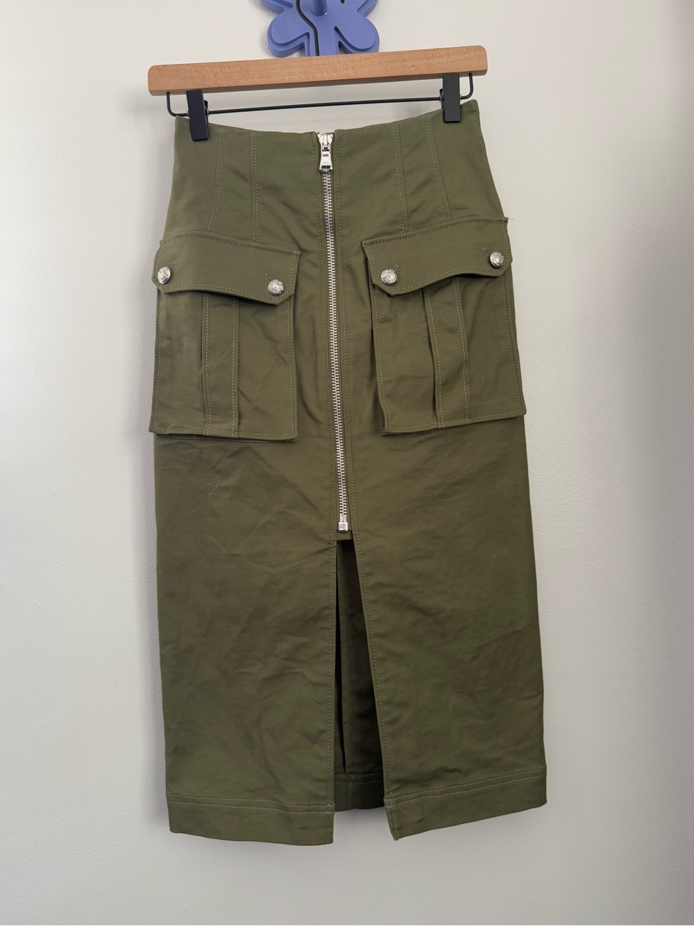 Veronica Beard 0 Dallas Midi Skirt Cargo Stone Army Office Work Career Olive